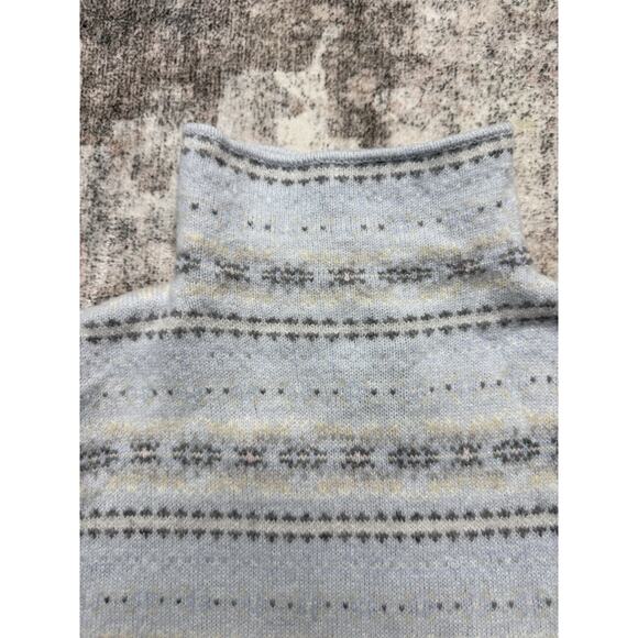 VTG Lauren Ralph Lauren Sweater M/L Fair Isle Snowflake Blue White Lambswool - Picture 4 of 8
